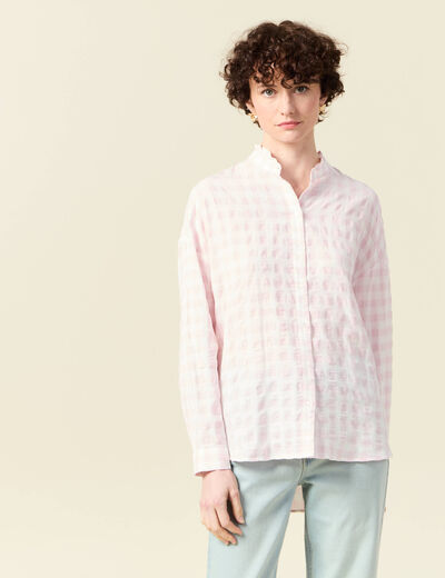 Chemise manches longues rose clair femme