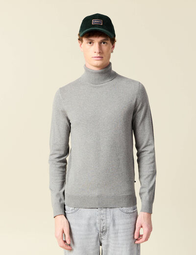 Pull droit court manches longues gris homme