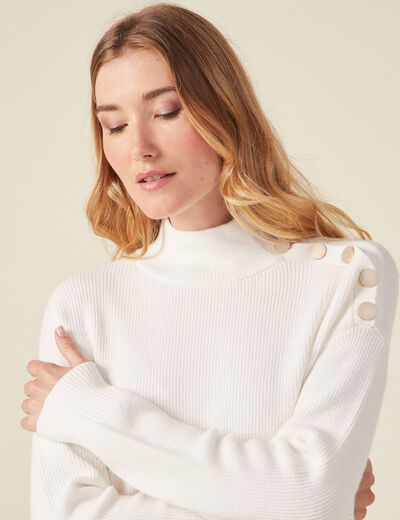 Pull long manches longues ecru femme