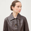 Blouson col sherpa manches longues marron fonc&eacute; femme