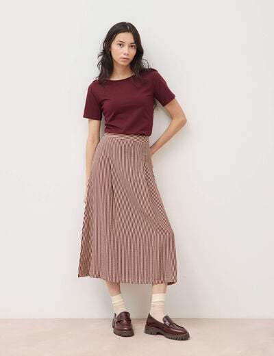 Jupe longue &eacute;vas&eacute;e fluide violet femme