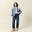 Jeans straight taille haute denim brut femme