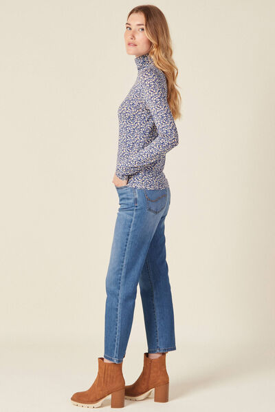 T-shirt manches longues bleu femme