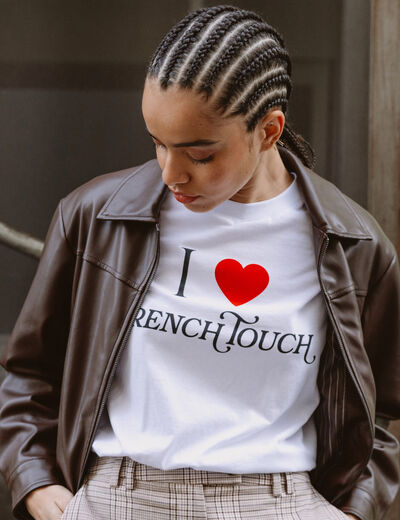 T-shirt oversize col rond en coton blanc femme