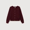 Gilet manches longues col rond bordeaux femme