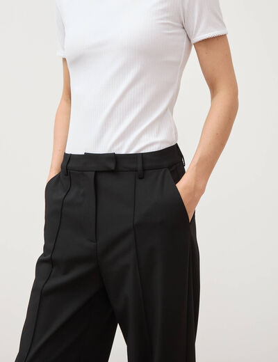 Pantalon droit taille haute noir femme