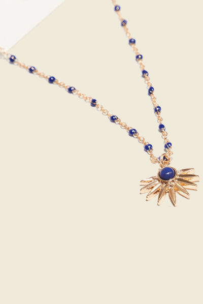 Collier avec pendentif bleu marine femme