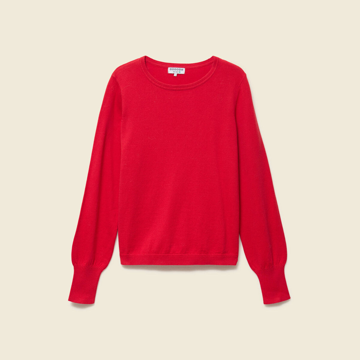 Pull manches longues rouge fonc&eacute; femme