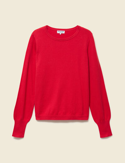 Pull manches longues rouge fonc&eacute; femme