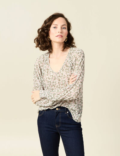 T-shirt manches longues vert kaki femme