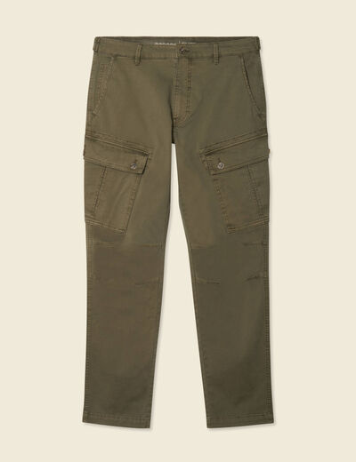Pantalon cargo droit vert kaki homme