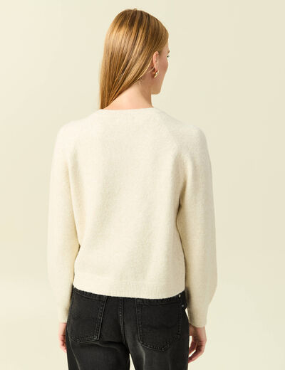 Pull manches longues col rond jaune femme