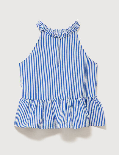 Top droit manches courtes bleu electrique femme
