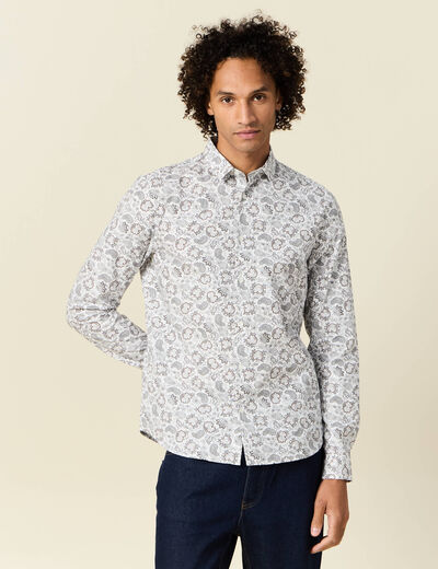 Chemise en coton manches longues blanc homme