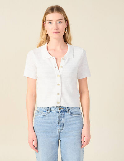 Gilet manches courtes ecru femme