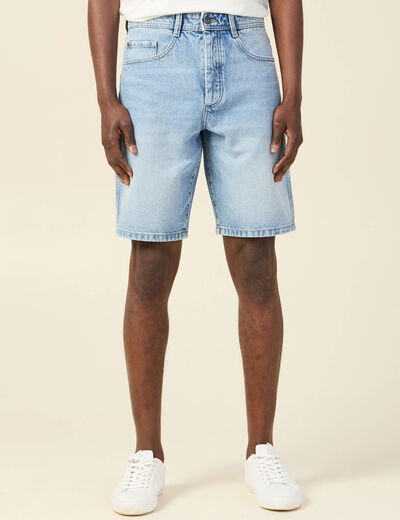 Short straight en jean denim bleach homme