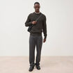 Pull col rond manches longues en coton vert kaki homme