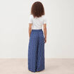 Pantalon large taille haute bleu marine femme
