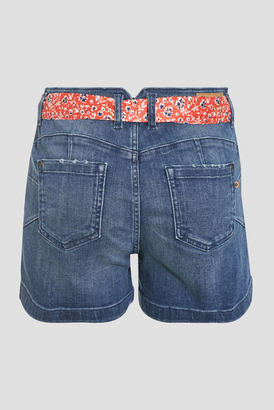 Short droit éco-responsable denim stone femme