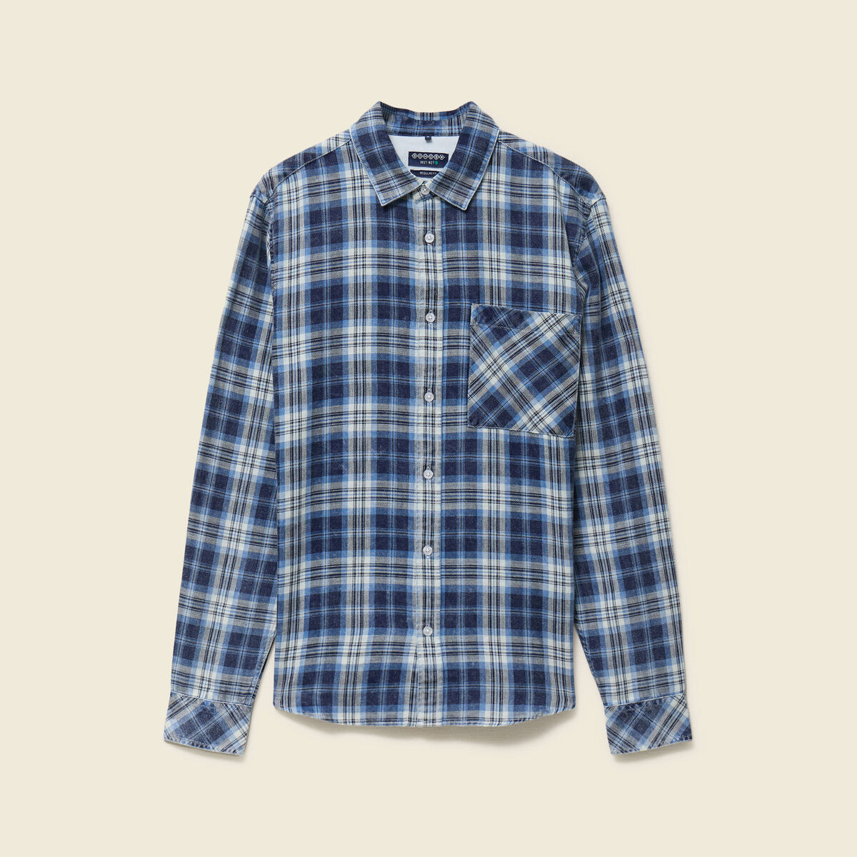 Chemise droite courte en coton bleu fonc&eacute; homme