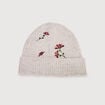 Bonnet avec broderie beige femme