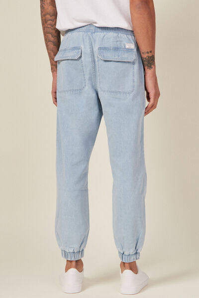 Jeans battle taille élastiquée denim bleach homme