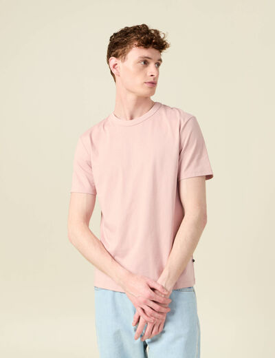 T-shirt en coton manches courtes rose pastel homme