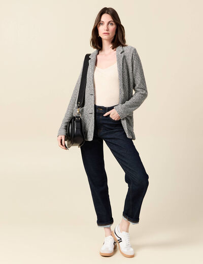 Gilet manches 3/4 ecru femme