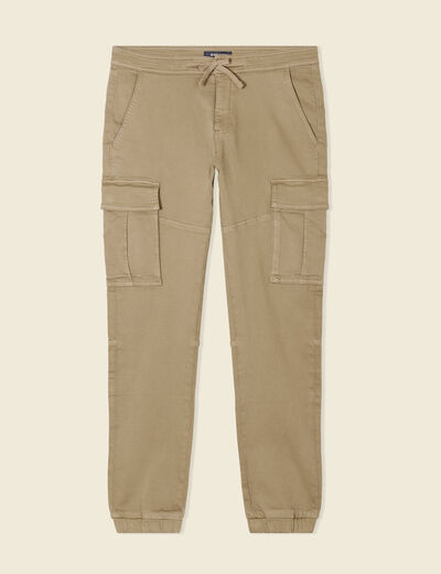 Pantalon battle bas resserr&eacute; taupe homme