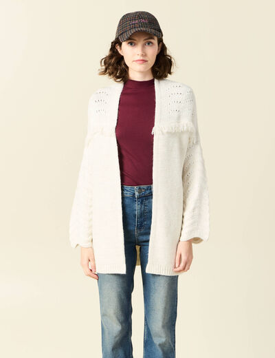 Gilet manches longues ecru femme