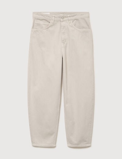 Jeans large longueur 32 en coton denim beige homme