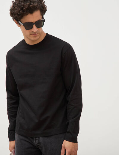 T-shirt en coton manches longues noir homme