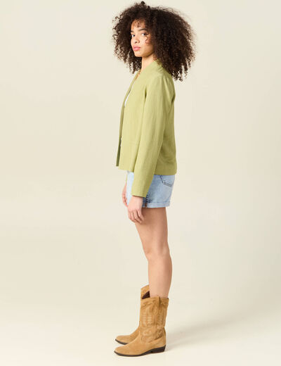 Veste esprit blazer fluide vert olive femme