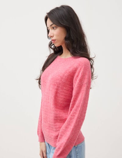 Pull manches longues col bateau vieux rose femme