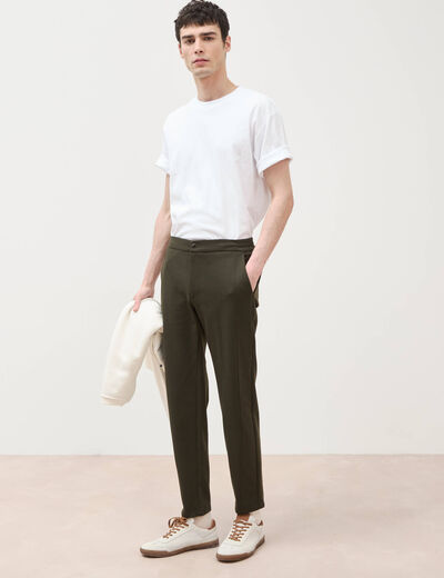 Pantalon droit longueur 32 vert kaki homme