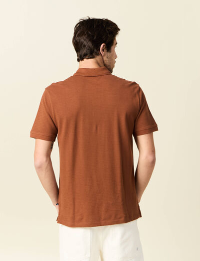 Polo éco-responsable marron cognac homme