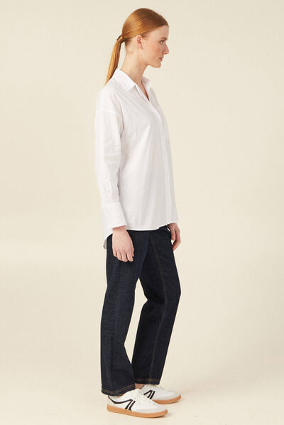 Chemise manches longues blanc femme