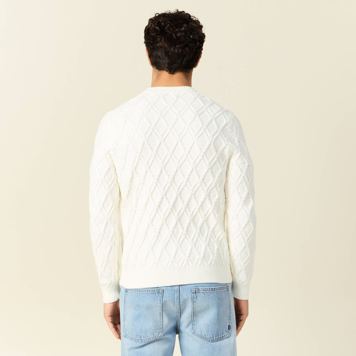 Pull manches longues blanc homme
