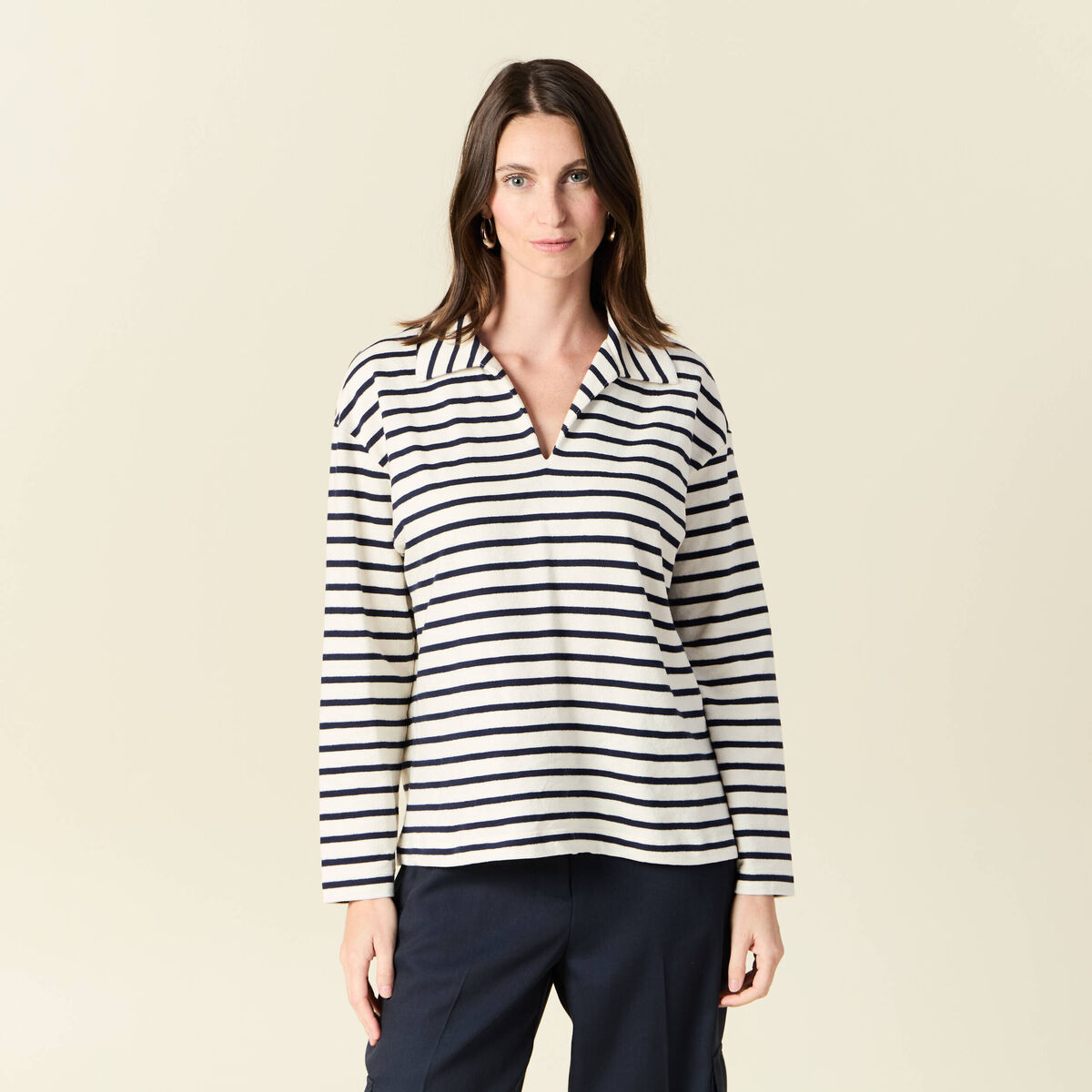 T-shirt manches longues bleu femme