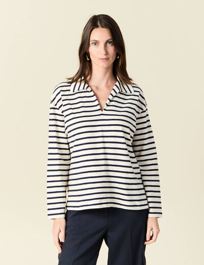 T-shirt manches longues bleu femme