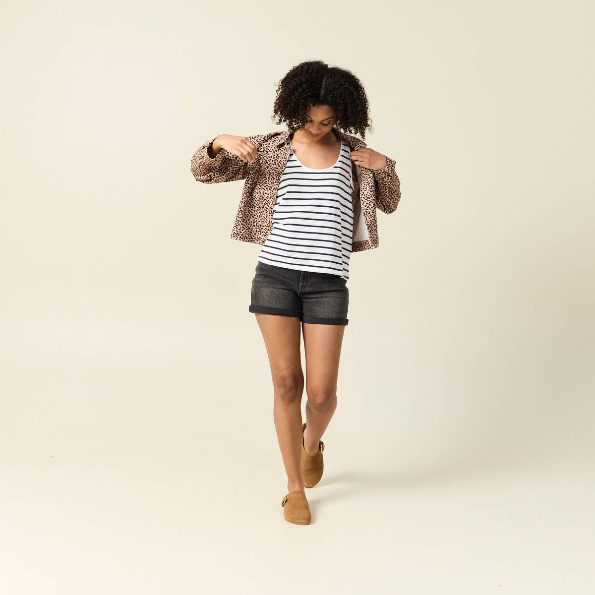 Blouson boutonné camel femme