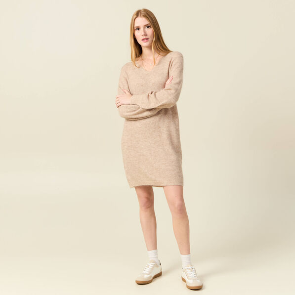 Robe pull droite taupe femme