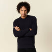Pull manches longues col rond bleu fonc&eacute; homme
