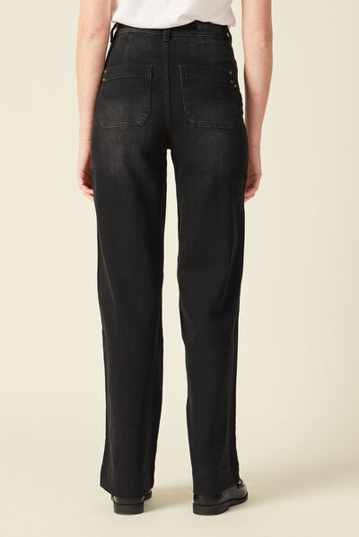 Jeans flare taille haute denim noir femme