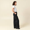 Pantalon large cropped taille haute noir femme
