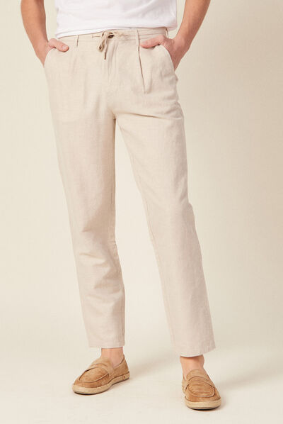 Pantalon chino à coulisse ecru homme