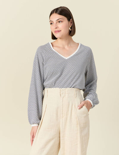 T-shirt manches longues ecru femme