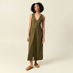 Robe longue droite boutons vert kaki femme