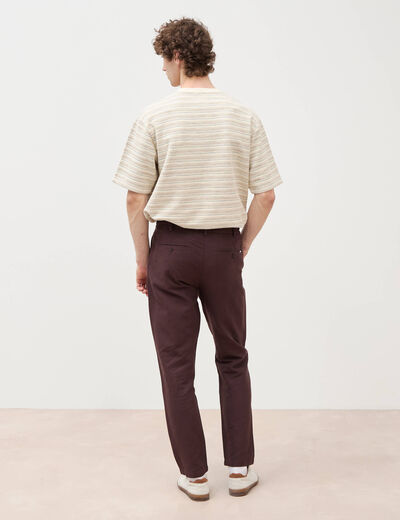 Chino coupe droite longueur 32 marron fonc&eacute; homme