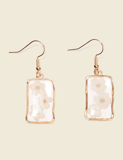 Boucles d'oreilles pendantes ecru femme